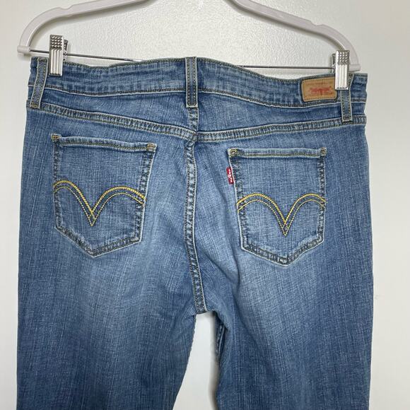 Levi SuperFlow 518 Bootcut Jean Low Rise Denim Whiskers Faded Med Wash Blue 15 M - Picture 4 of 14